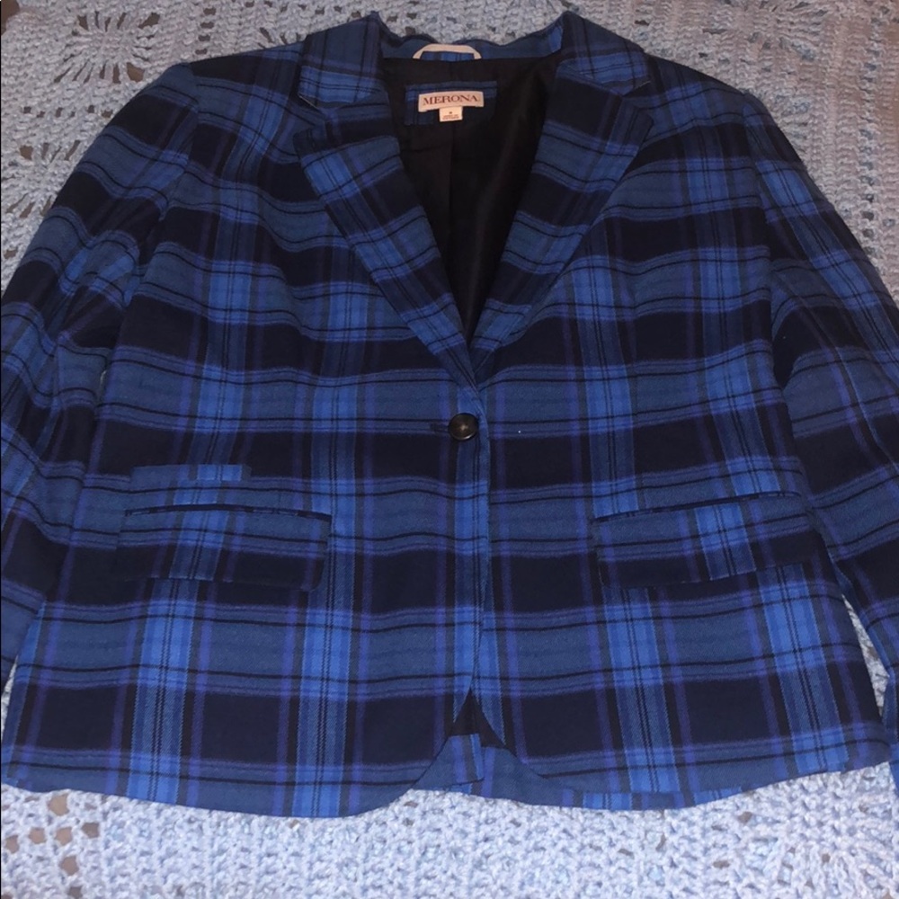 Blue Checkered Suit Jacket